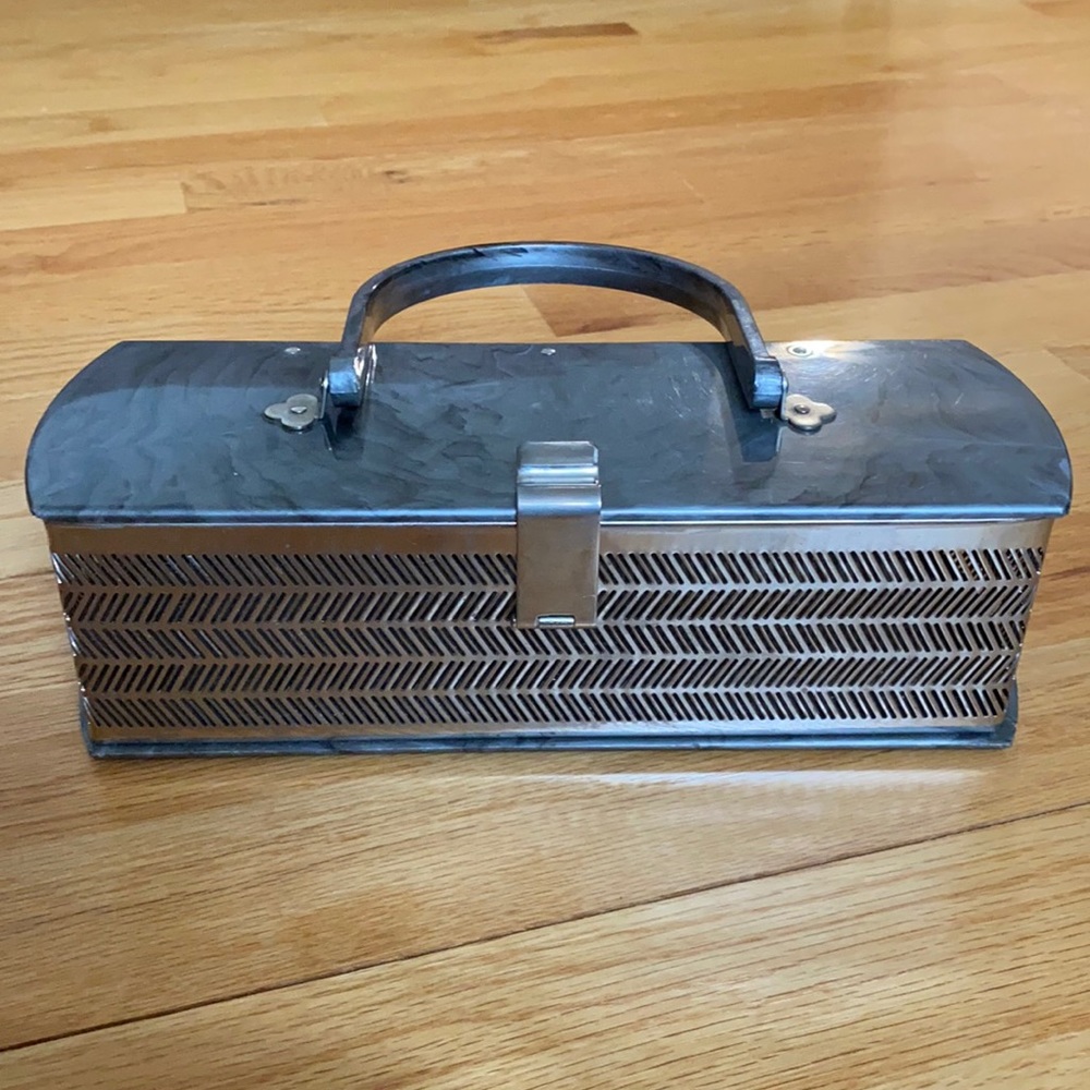 Vintage Chrome and Lucite  Basket purse